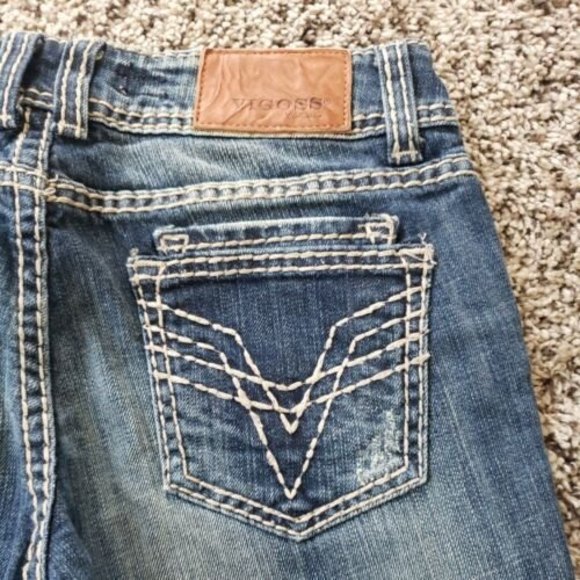 Vigoss Jeans The Dublin Boot 3/4 27x31 Low Rise Thick Stitch Distressed - Picture 4 of 12